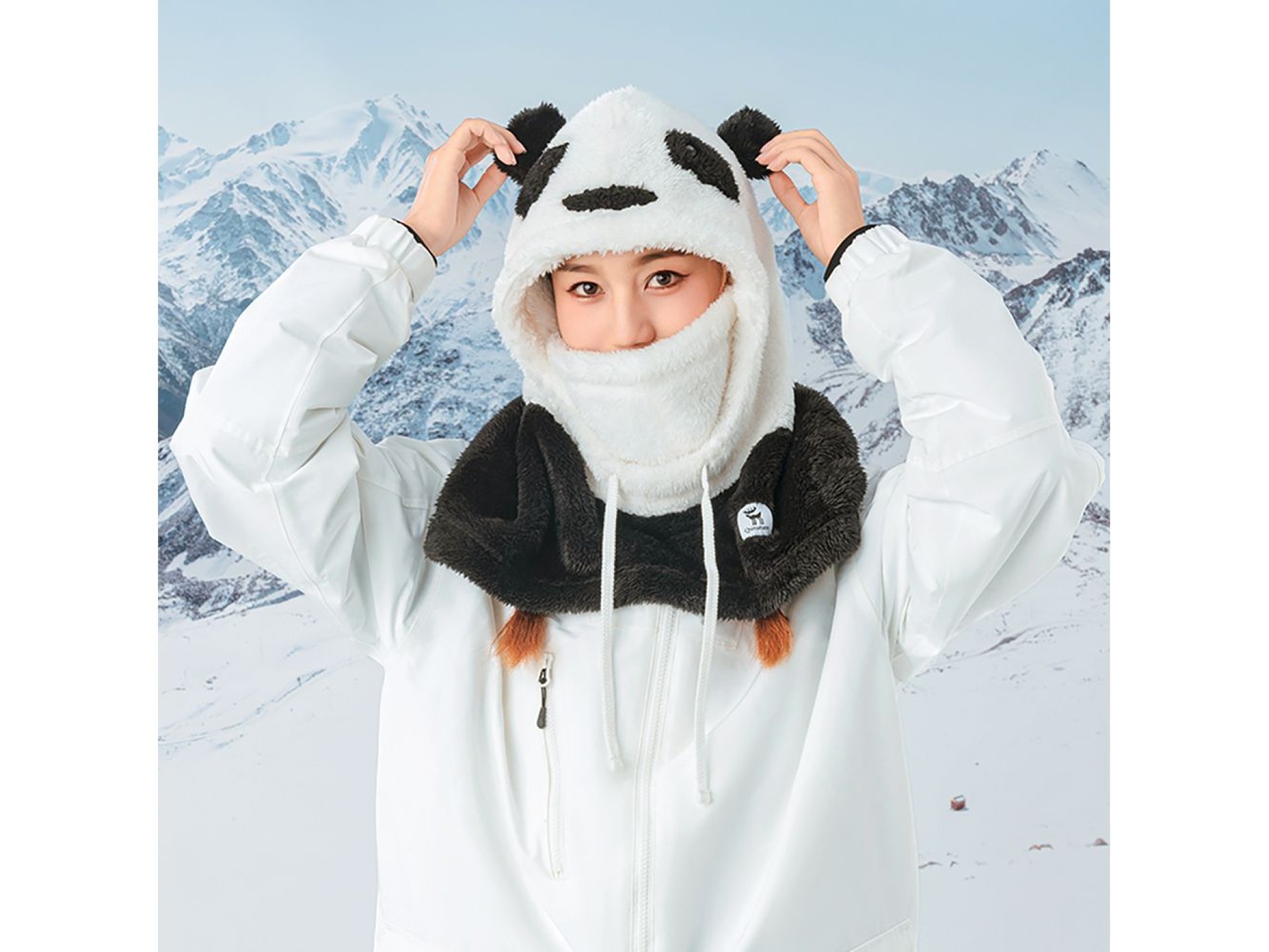 Qunature Panda Ski Balaclava for Kids/Adults Size M - Black/White
