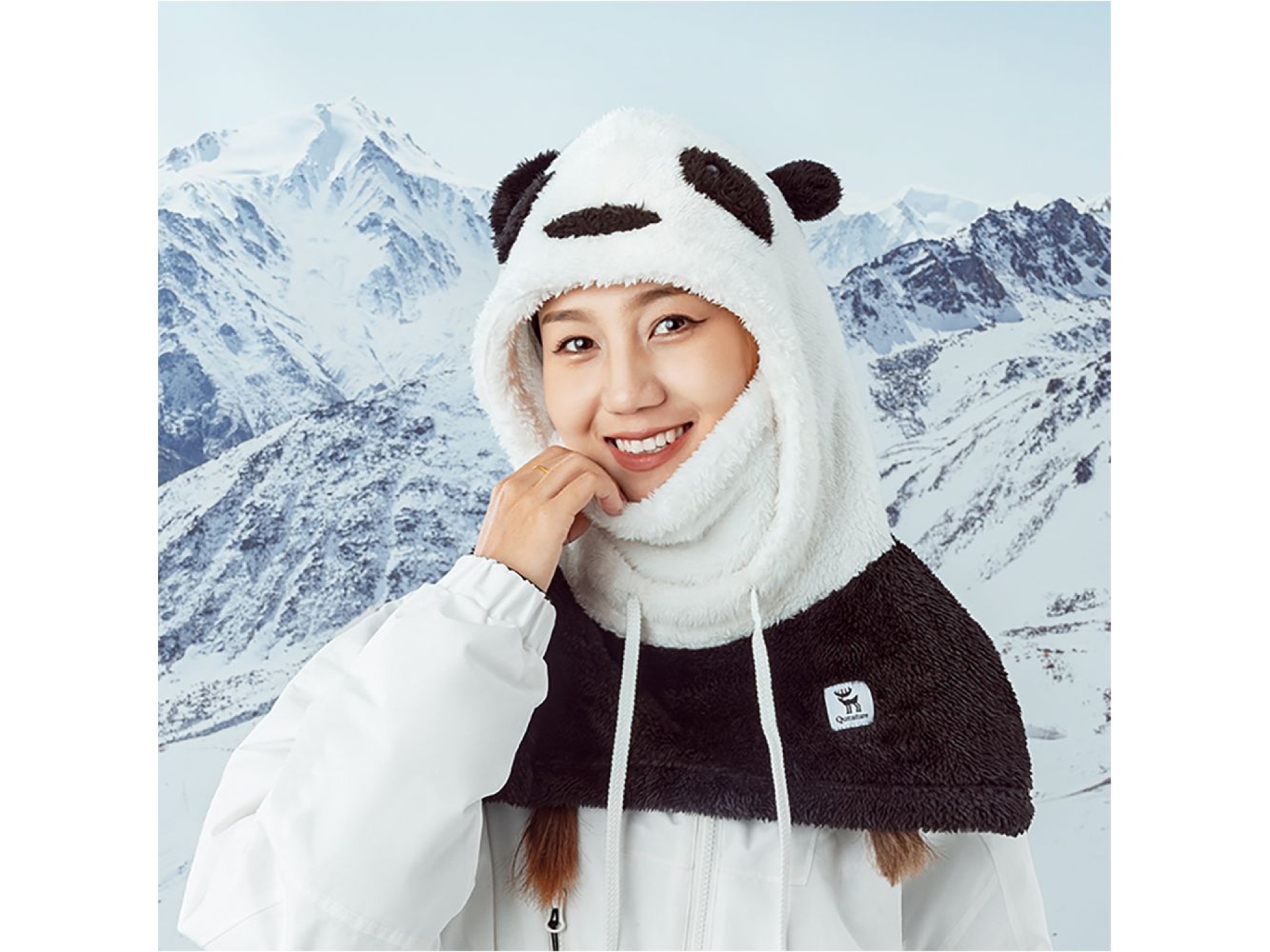 Qunature Panda Ski Balaclava for Kids/Adults Size M - Black/White