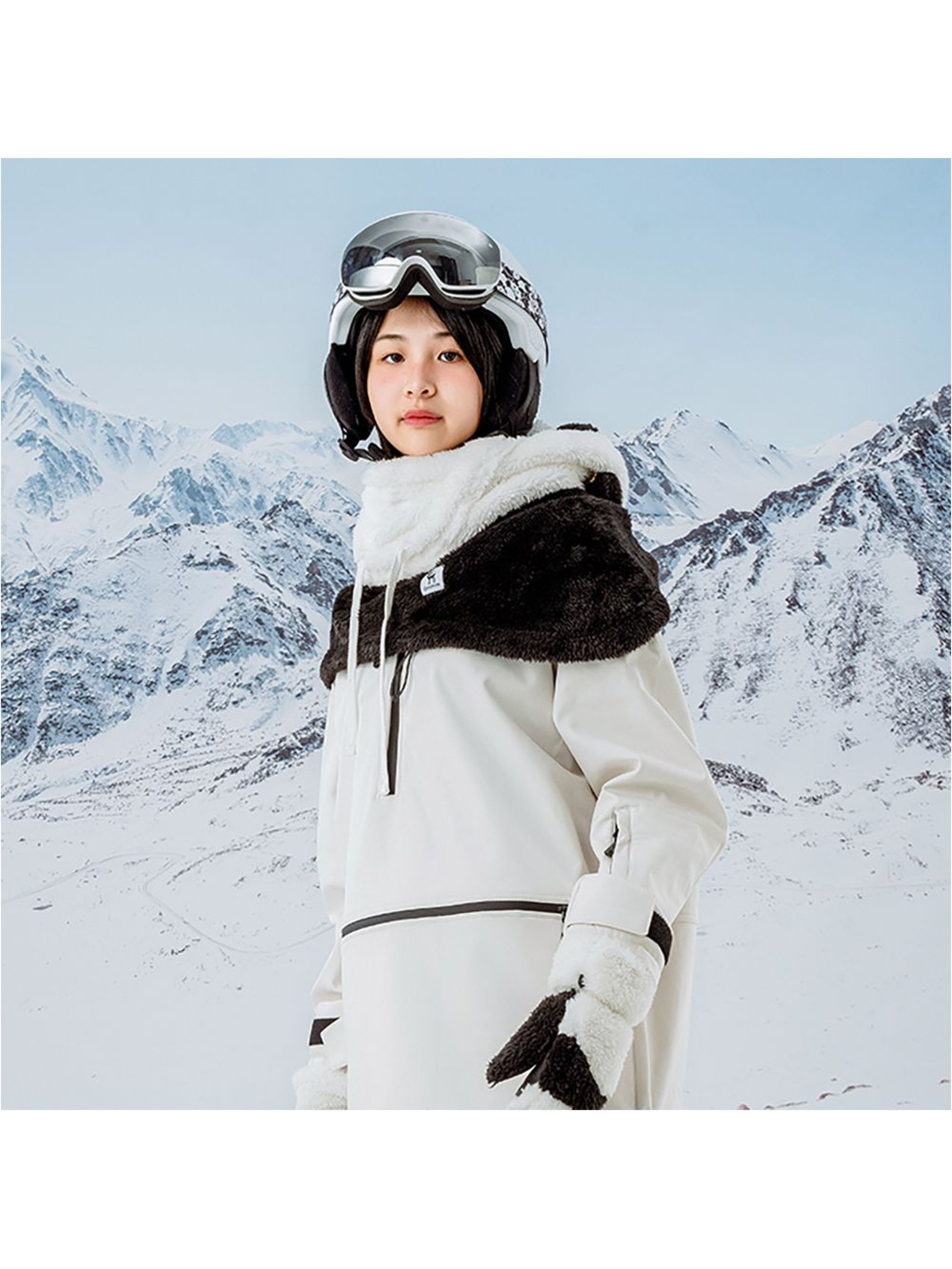 Qunature Panda Ski Balaclava for Kids/Adults Size M - Black/White
