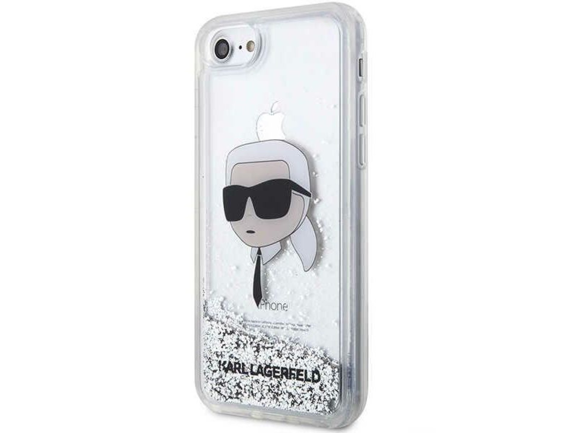 Karl Lagerfeld KLHCI8LNKHCH iPhone 7/8/ SE 2020/2022 plata/carcasa rígida plateada con purpurina Kar