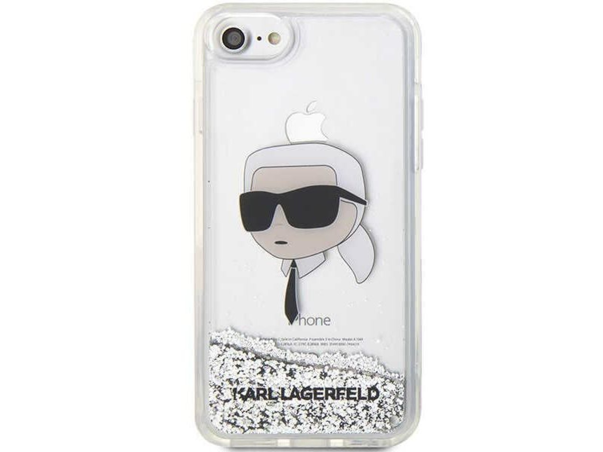 Karl Lagerfeld KLHCI8LNKHCH iPhone 7/8/ SE 2020/2022 plata/carcasa rígida plateada con purpurina Kar
