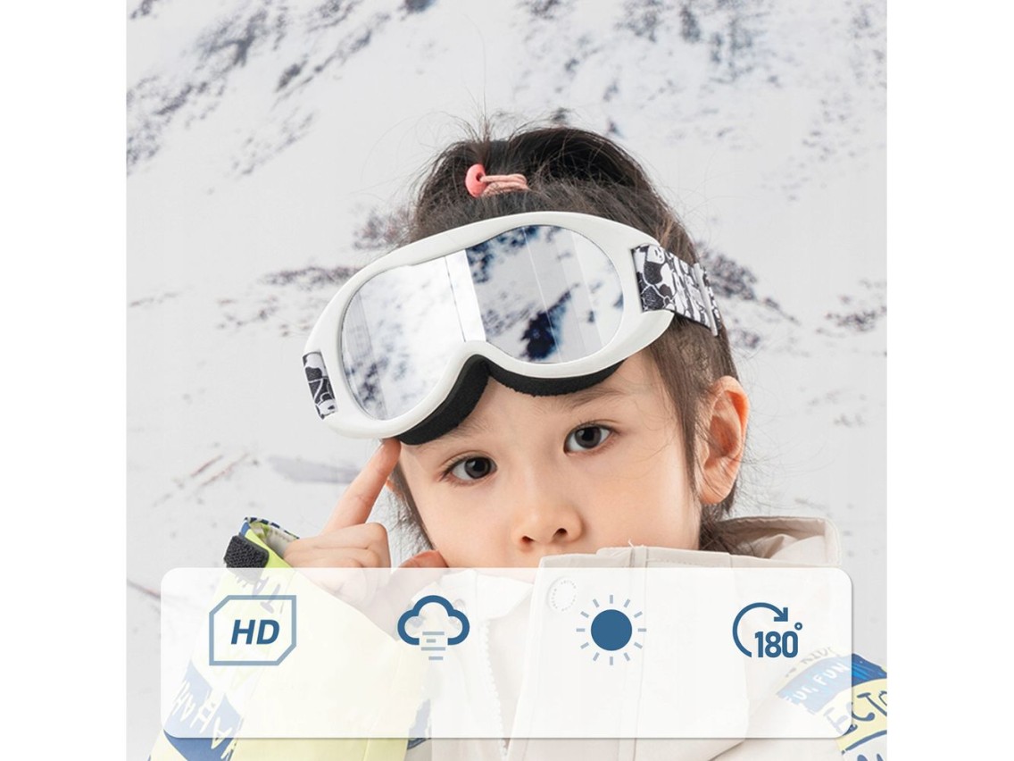Gafas de esquí Qunature Panda para niños - Negro/Blanco
