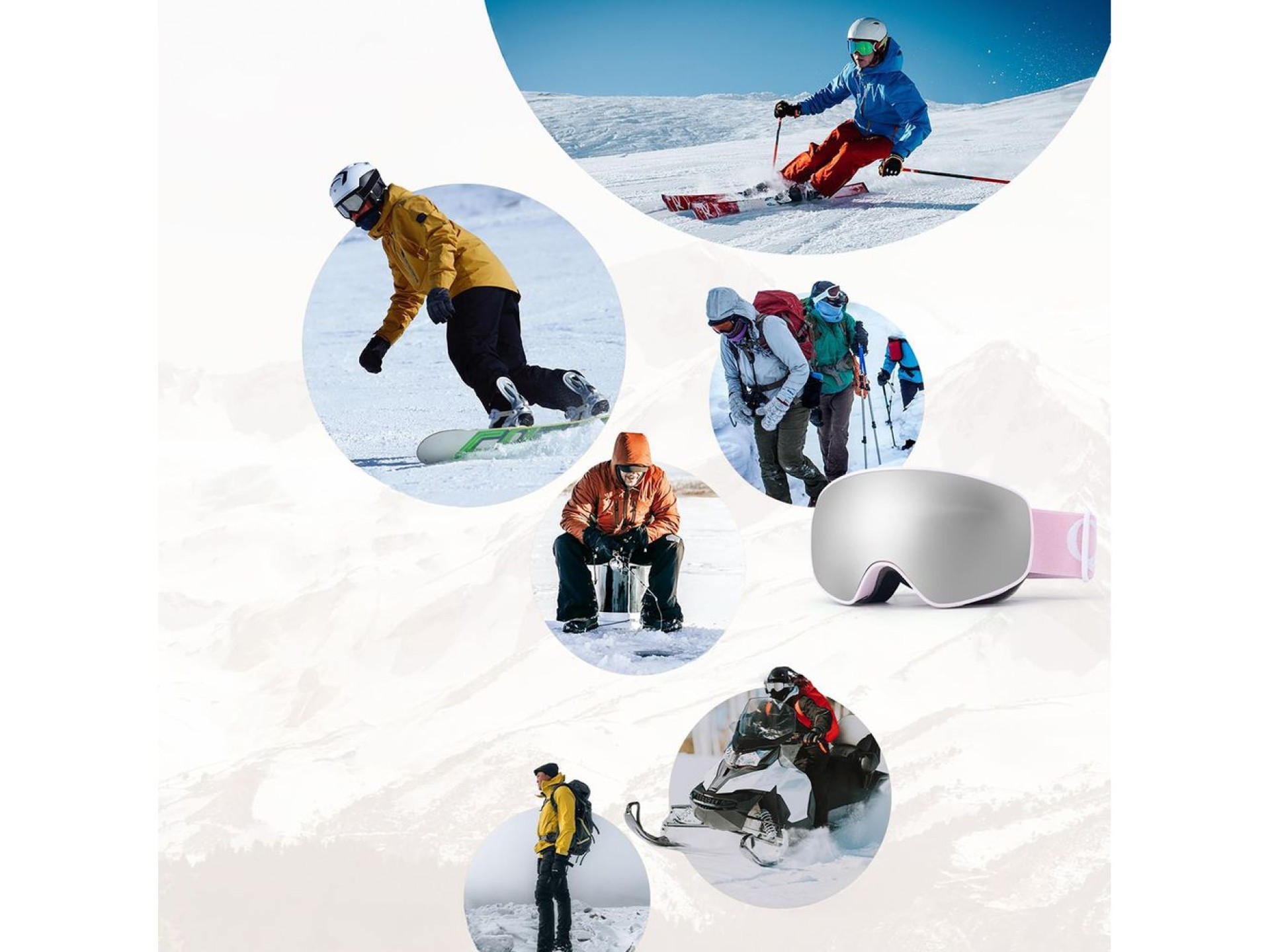 Qunature Pink Children's skiing goggles (medium/large children's version)