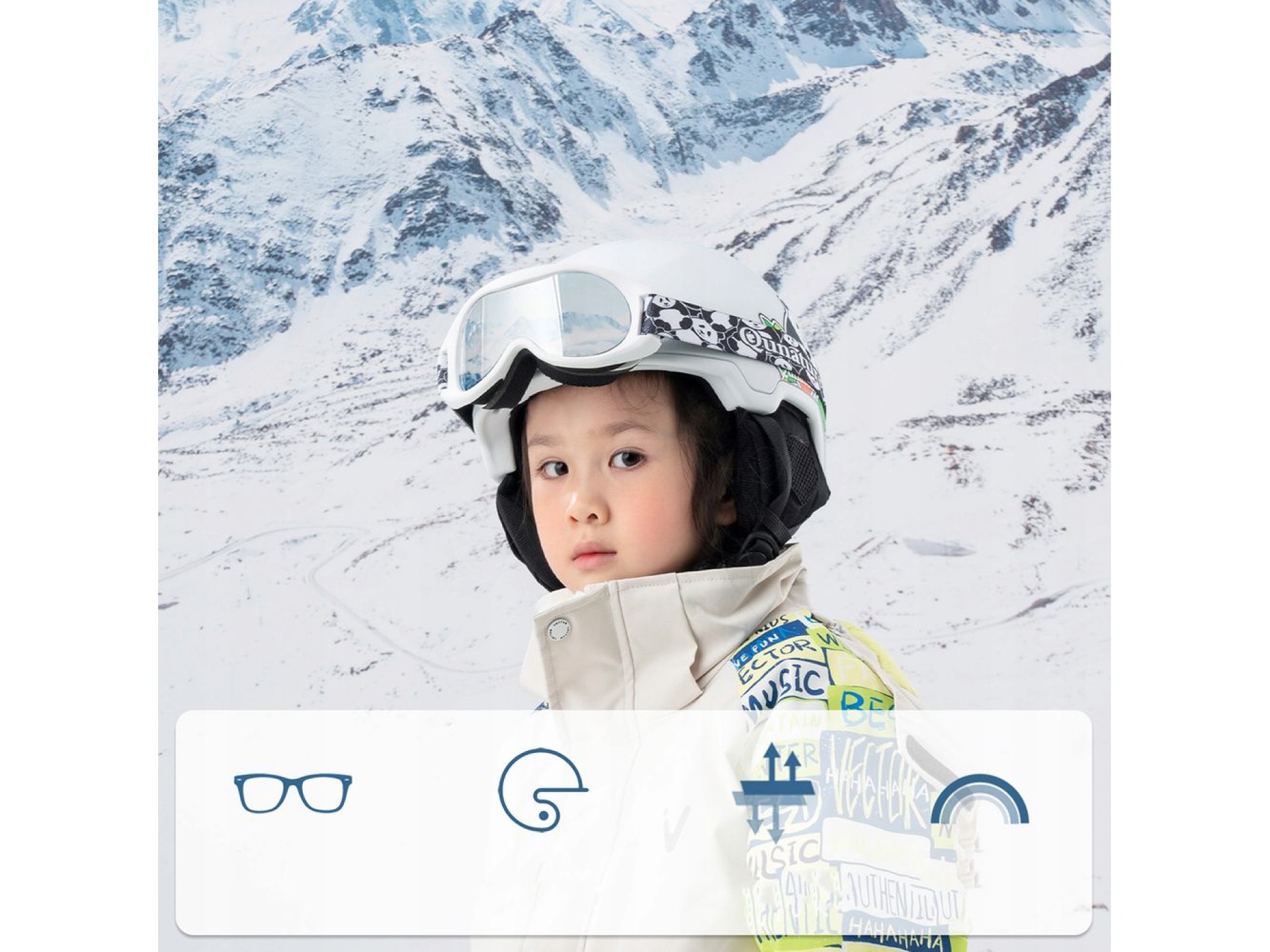 Gafas de esquí Qunature Panda para niños - Negro/Blanco