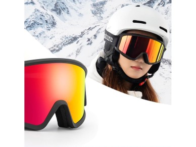 Qunature White Ski Goggles for Adults - Black