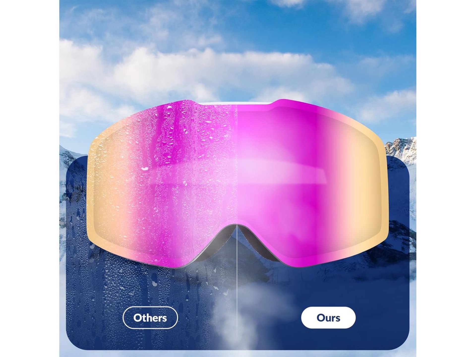 Qunature Pink Frameless Ski Goggles - Pink