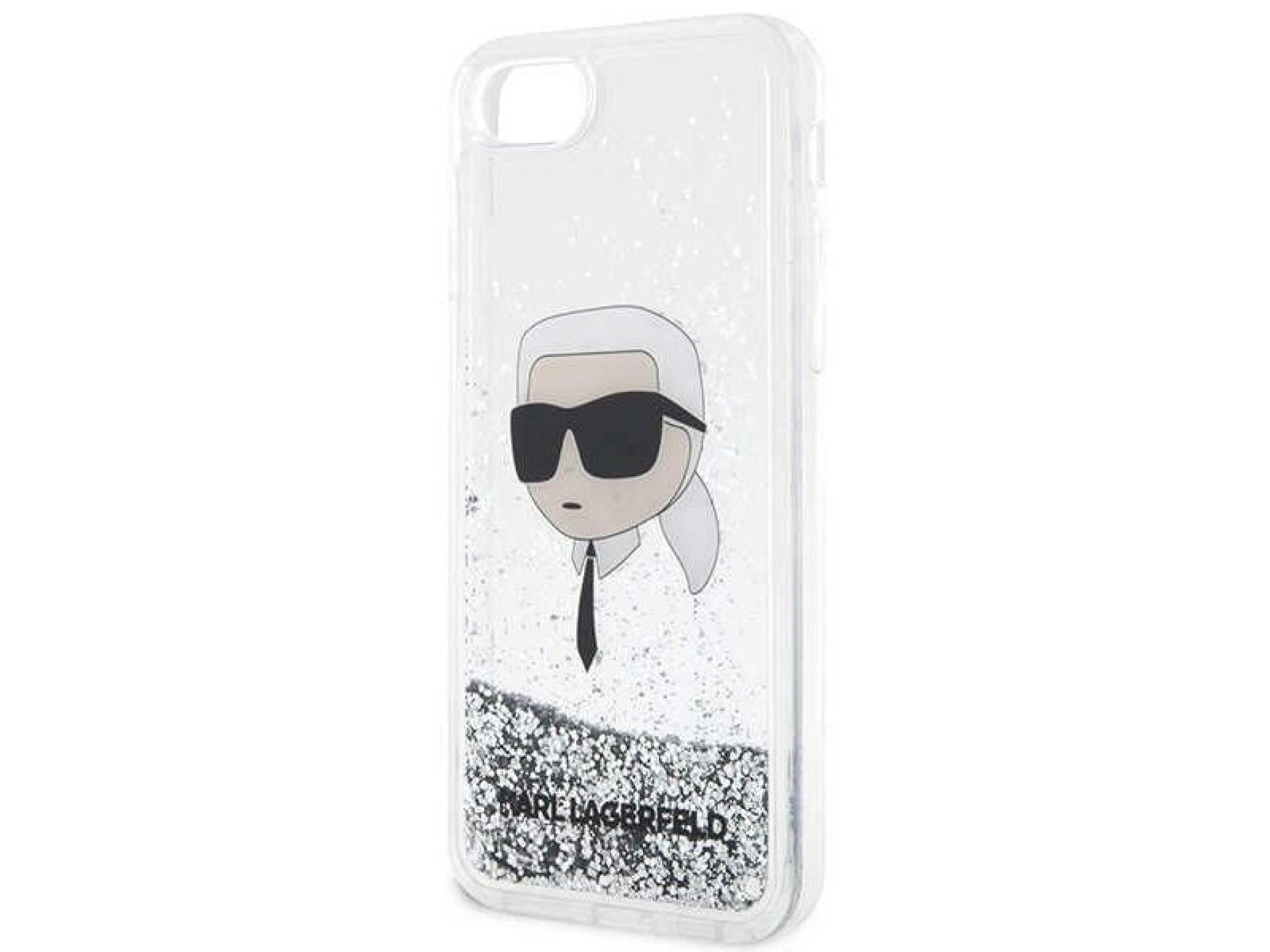 Karl Lagerfeld KLHCI8LNKHCH iPhone 7/8/ SE 2020/2022 plata/carcasa rígida plateada con purpurina Kar