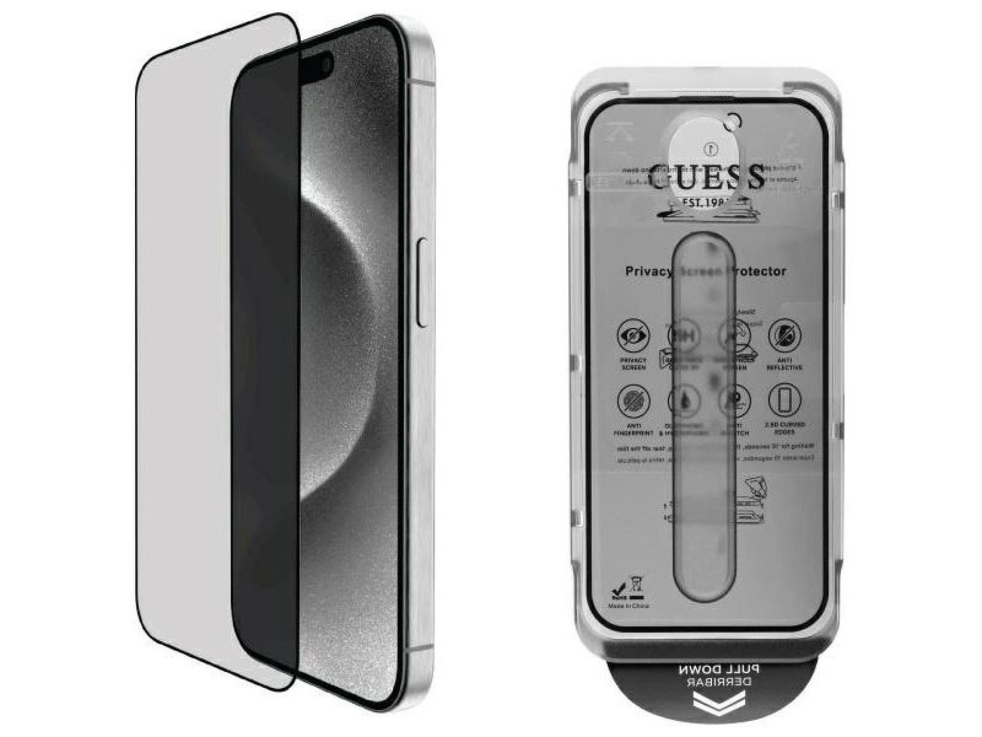 Guess Screen Protector Privacy 2.5D Outline tempered glass for iPhone 16