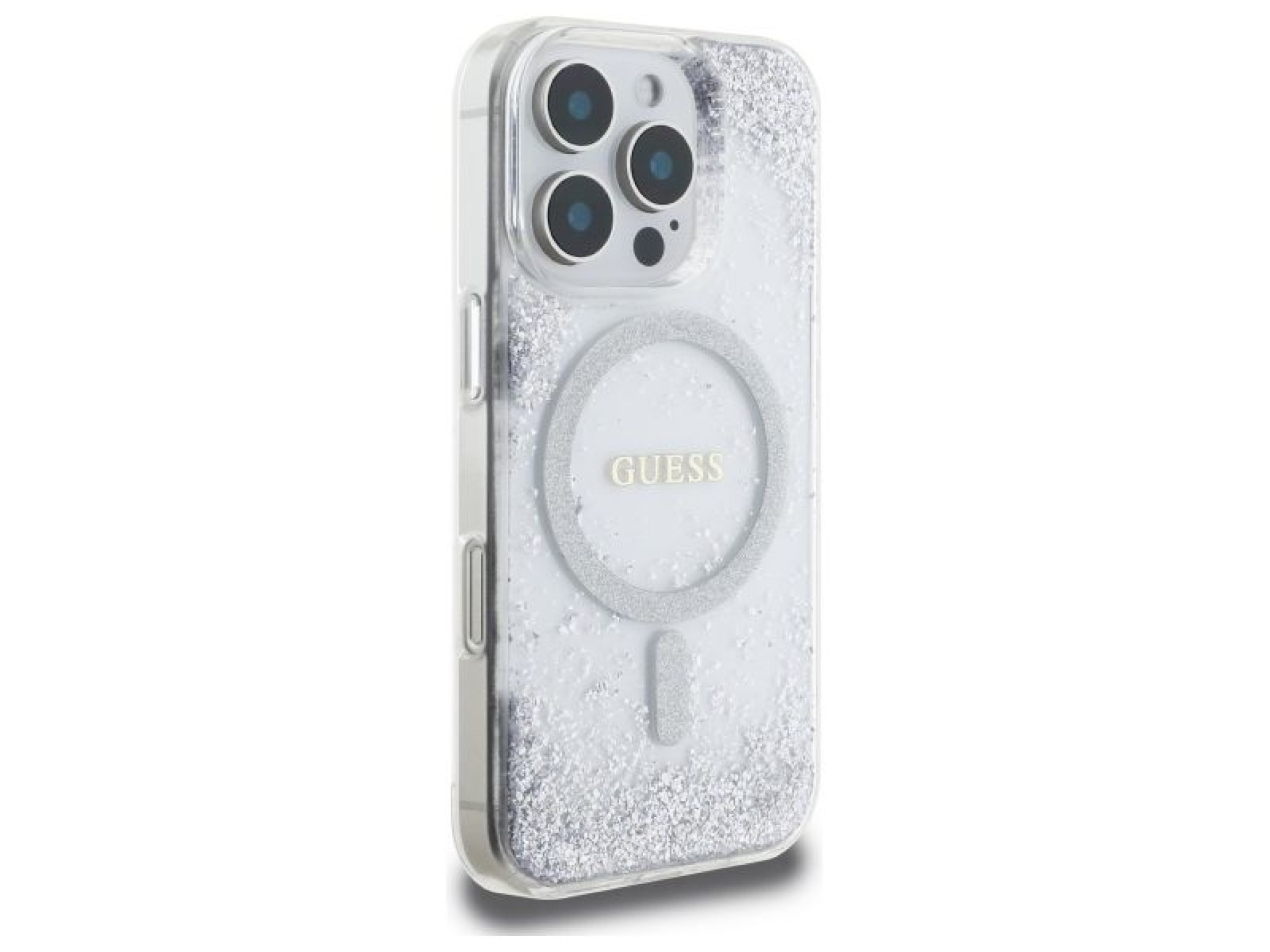 Capa MagSafe Guess Resin Gradient Glitter para iPhone 16 Pro - prata