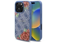 Funda Guess 4G con estampado floral y MagSafe para iPhone 16 Pro Max - azul Funda Guess 4G con estampado floral y MagSafe para iPhone 16 Pro Max - azul