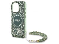 Funda Guess IML Flowers Allover Electro con correa de perlas y MagSafe para iPhone 16 Pro Max - verd Funda Guess IML Flowers Allover Electro con correa de perlas y MagSafe para iPhone 16 Pro Max - verd