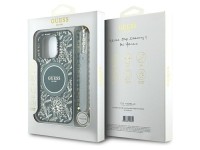 Funda Guess IML Flowers Allover Electro con correa de perlas y MagSafe para iPhone 16 Pro Max - verd Funda Guess IML Flowers Allover Electro con correa de perlas y MagSafe para iPhone 16 Pro Max - verd