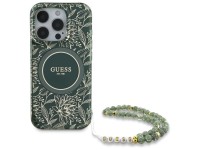 Funda Guess IML Flowers Allover Electro con correa de perlas y MagSafe para iPhone 16 Pro Max - verd Funda Guess IML Flowers Allover Electro con correa de perlas y MagSafe para iPhone 16 Pro Max - verd