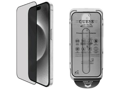 Protector de pantalla Guess con dise�o de privacidad 2.5D y cristal templado para iPhone 16 Pro