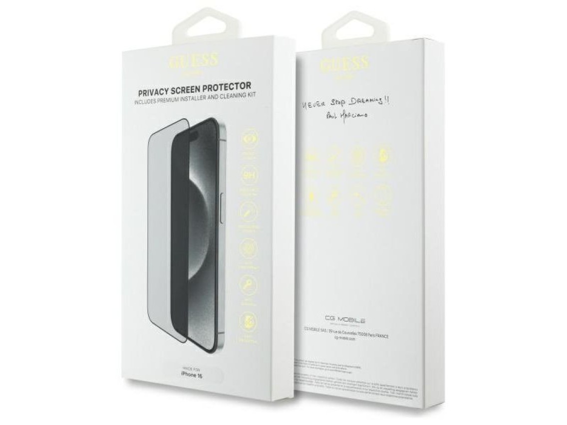 Guess Screen Protector Privacy 2.5D Outline tempered glass for iPhone 16