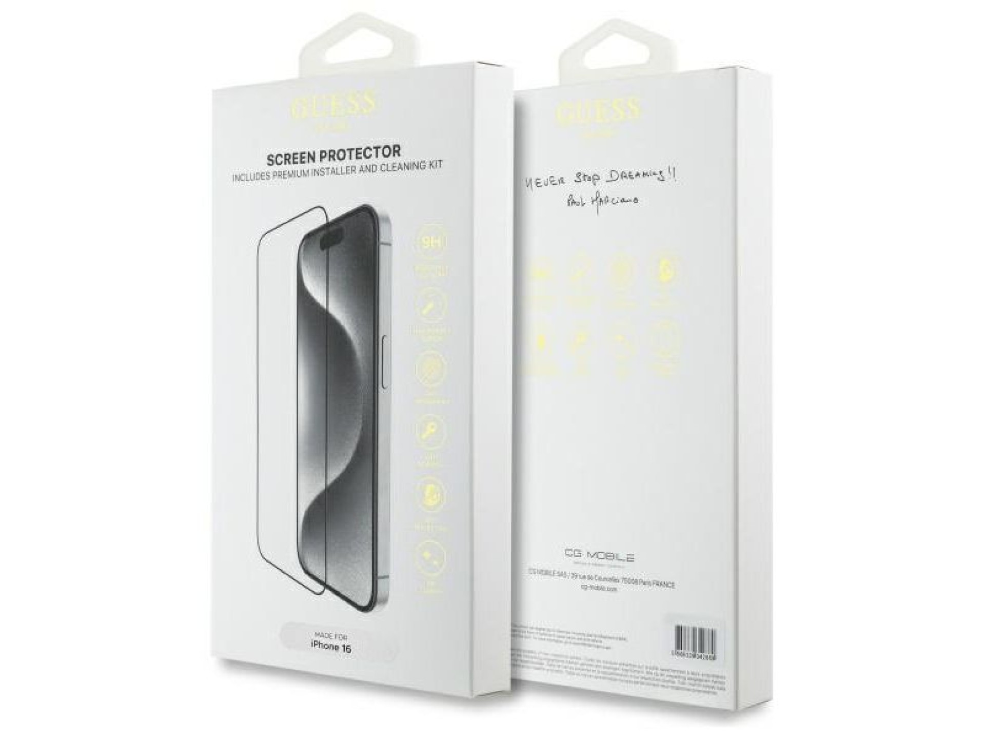 Protetor de tela Guess com contorno 2.5D em vidro temperado para iPhone 16