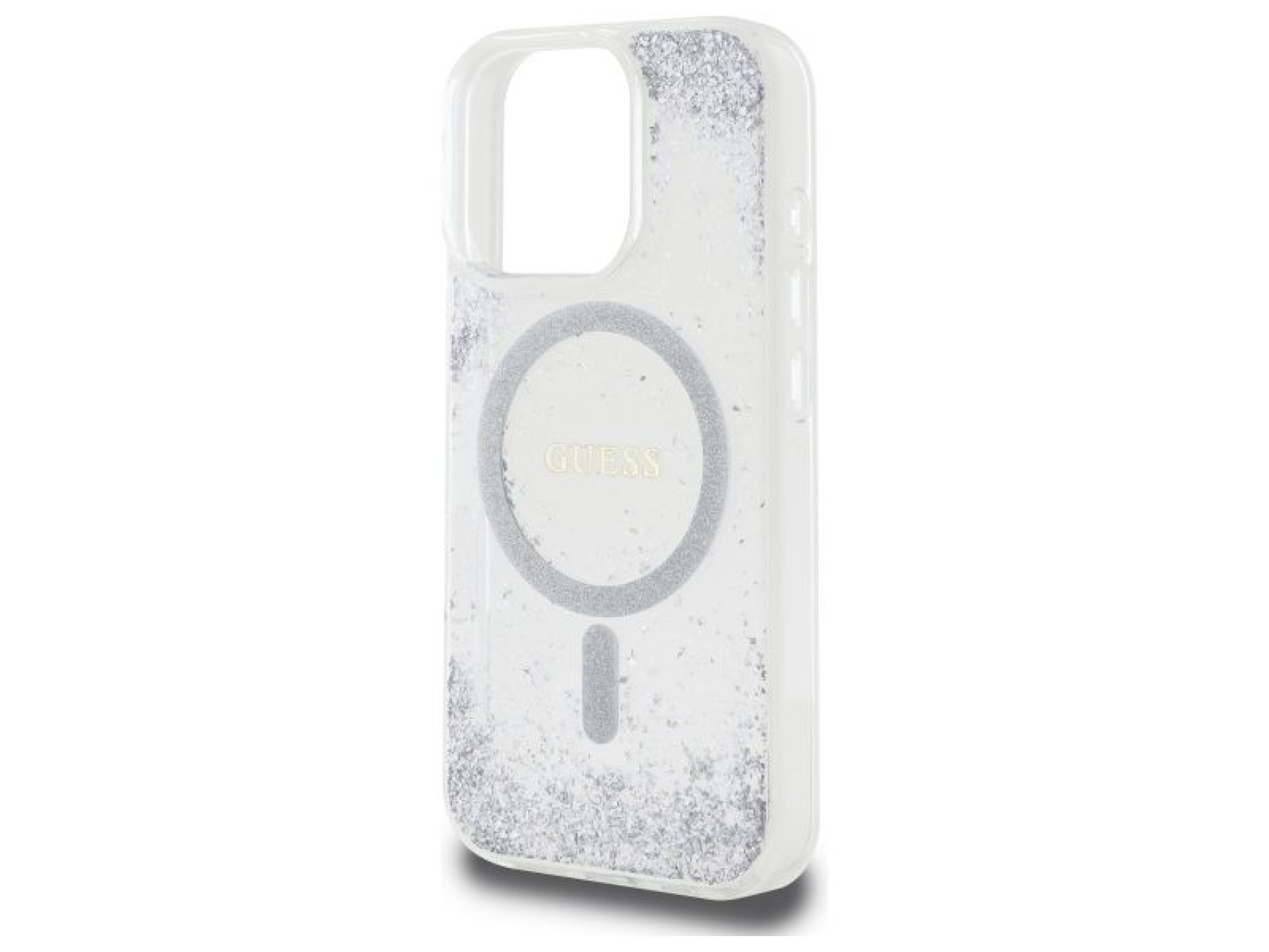 Capa MagSafe Guess Resin Gradient Glitter para iPhone 16 Pro - prata