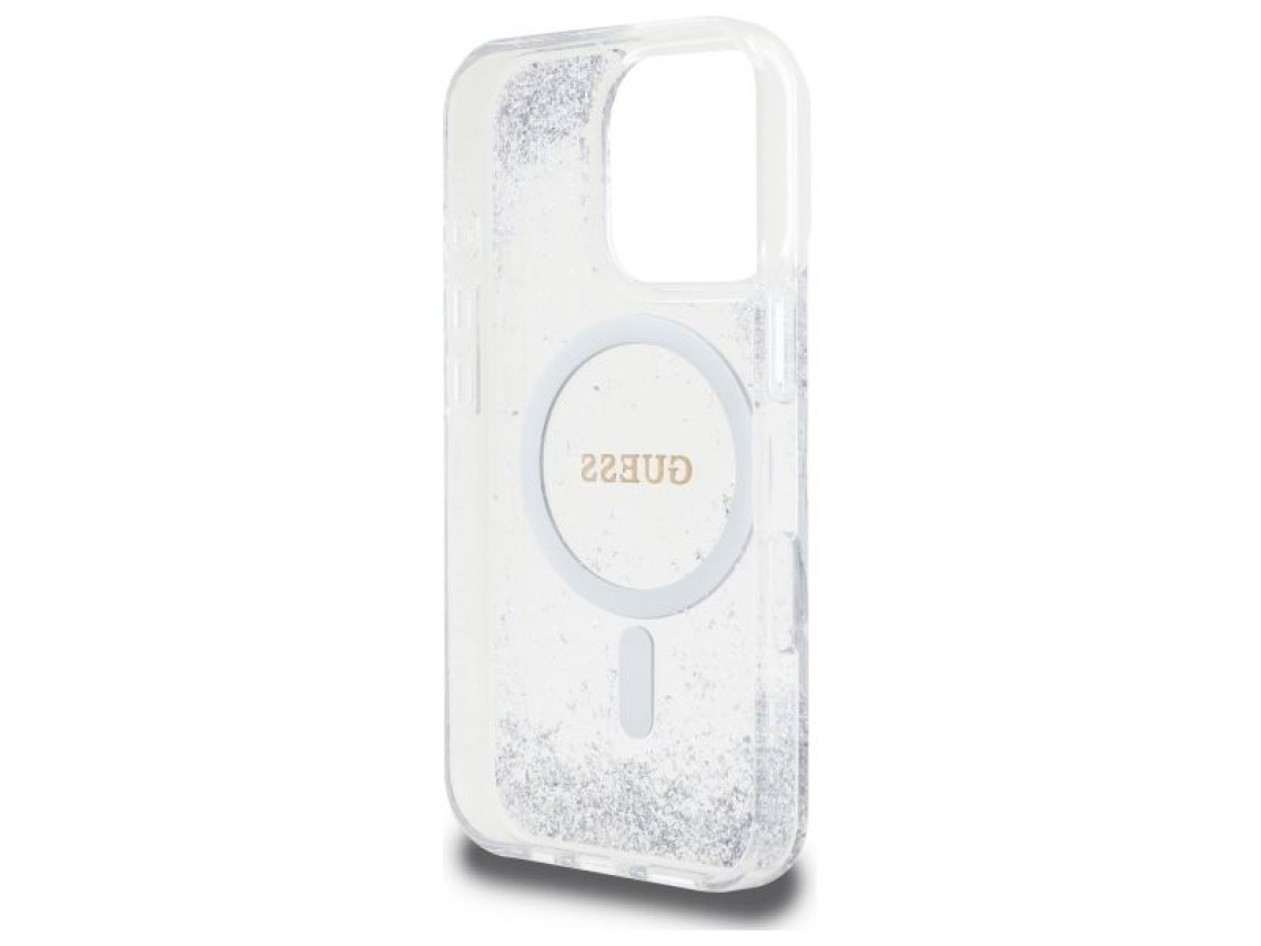 Capa MagSafe Guess Resin Gradient Glitter para iPhone 16 Pro - prata