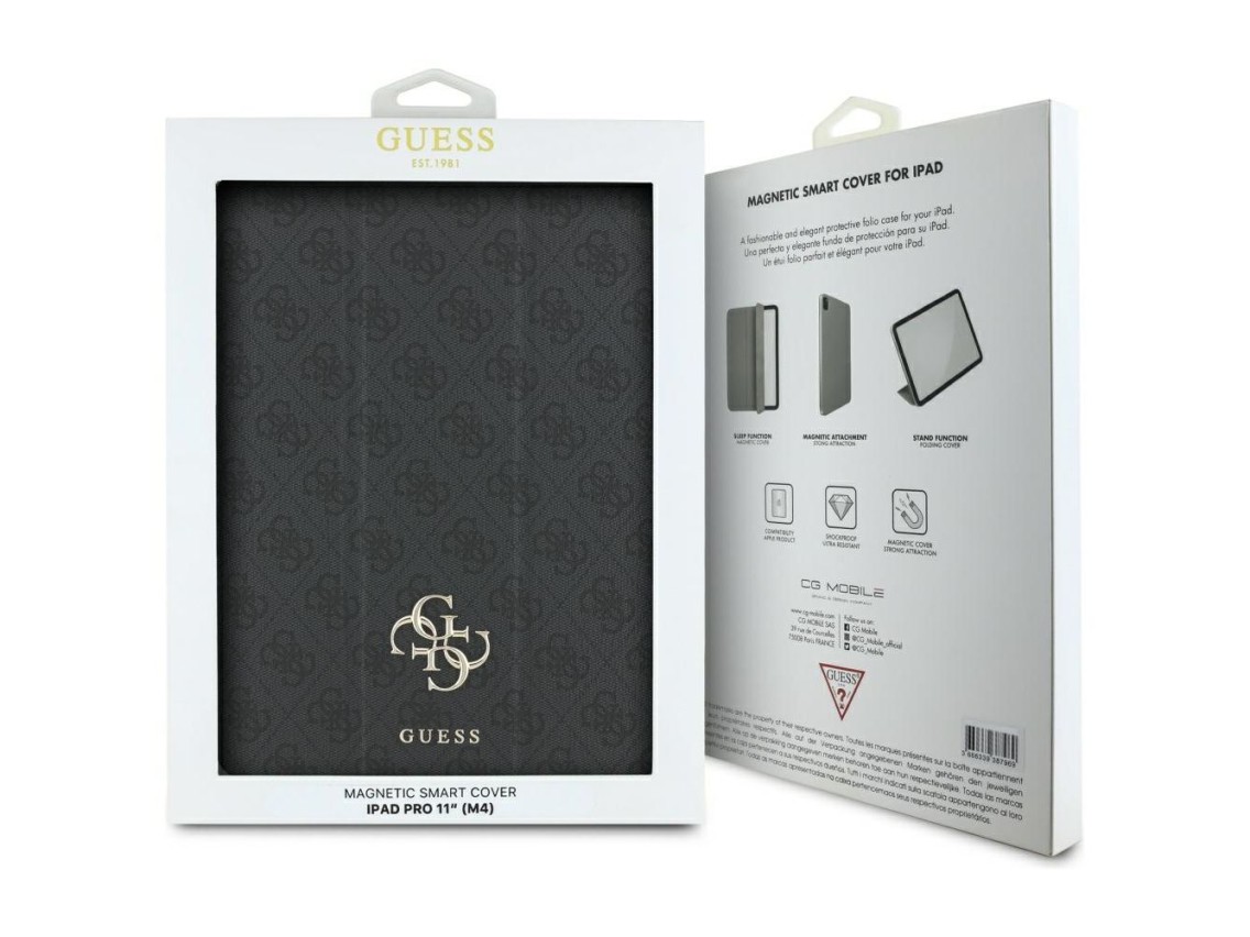 Guess GUFC11PM24PS4SGK iPad Pro 11" 2024 preto/preto magnético 4G com logotipo grande