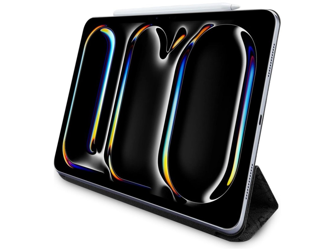 Guess GUFC11PM24PS4SGK iPad Pro 11" 2024 preto/preto magnético 4G com logotipo grande