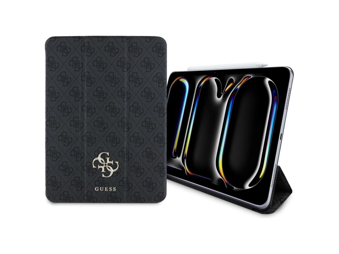 Guess GUFC11PM24PS4SGK iPad Pro 11" 2024 preto/preto magnético 4G com logotipo grande