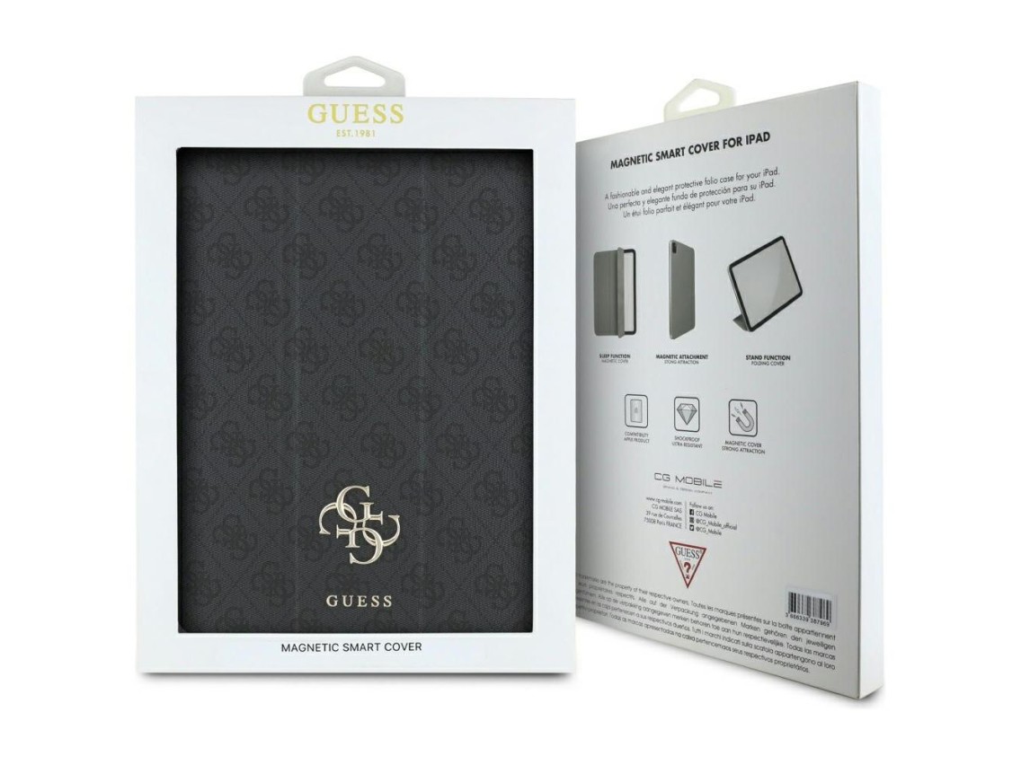Guess GUFC13PM24PS4SGK iPad Pro 13" 2024 preto/preto magnético 4G com logotipo grande