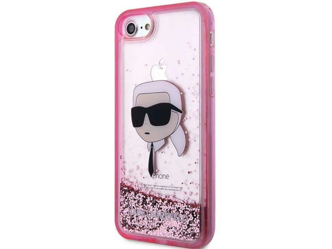 Karl Lagerfeld KLHCI8LNHKCP Capa rígida rosa/rosa com glitter para iPhone 7/8/SE 2020/2022 Karl Lage