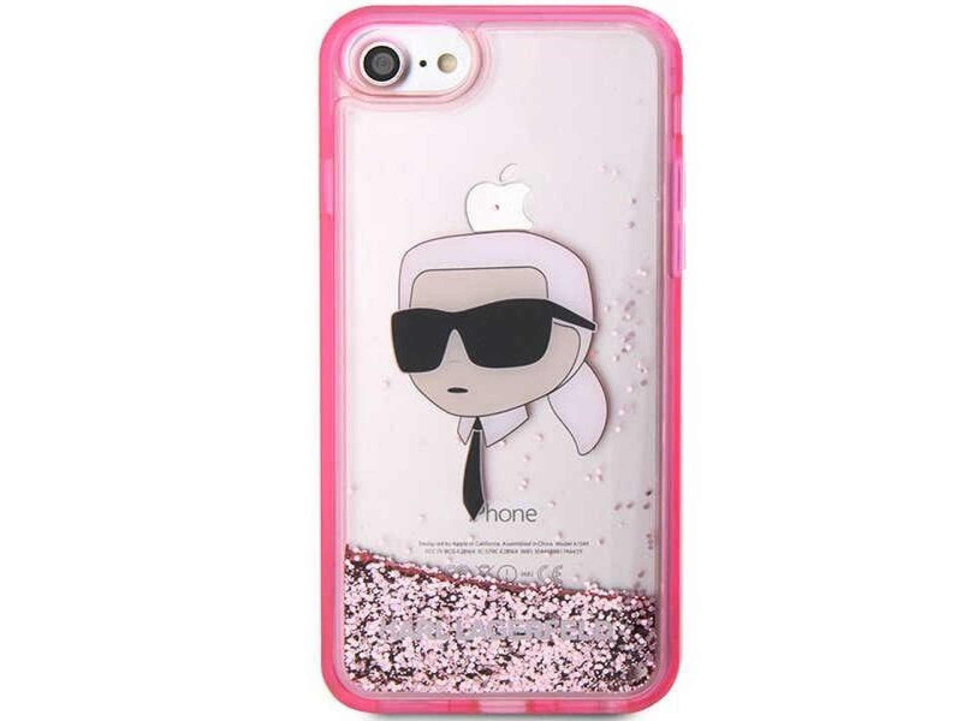 Karl Lagerfeld KLHCI8LNHKCP Capa rígida rosa/rosa com glitter para iPhone 7/8/SE 2020/2022 Karl Lage