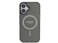 Capa Guess IML Glitter Circle MagSafe para iPhone 16 - preta Capa Guess IML Glitter Circle MagSafe para iPhone 16 - preta