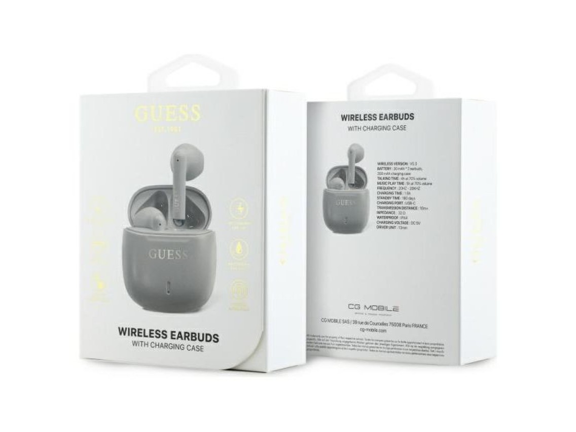 Guess Bluetooth headphones GUTWSJ14ESGE TWS + docking station taupe Printed Classic Logo