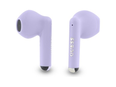 Fones de ouvido Bluetooth Guess GUTWSJ14ESGU TWS + base de carregamento roxo/roxo com logotipo cl�ss
