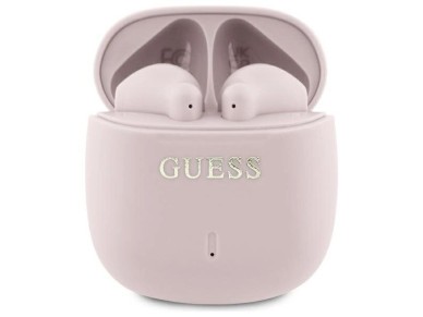 Fones de ouvido Bluetooth Guess GUTWSJ14ESGP TWS + base de carregamento rosa/rosa com logotipo cl�ss