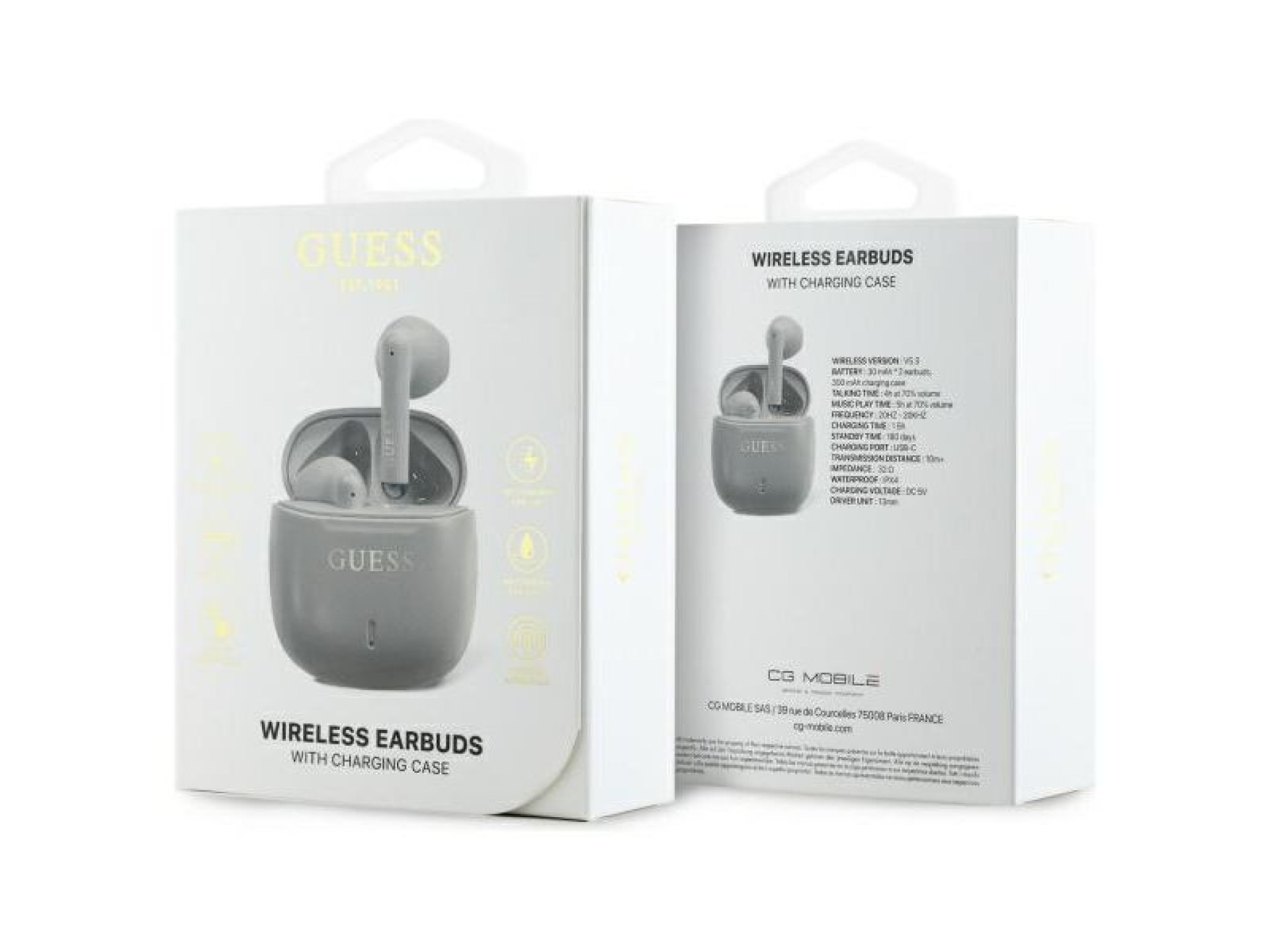 Guess Bluetooth headphones GUTWSJ14ESGE TWS + docking station taupe Printed Classic Logo