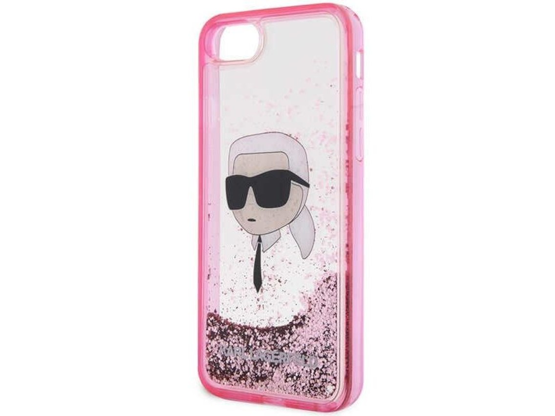 Karl Lagerfeld KLHCI8LNHKCP Capa rígida rosa/rosa com glitter para iPhone 7/8/SE 2020/2022 Karl Lage
