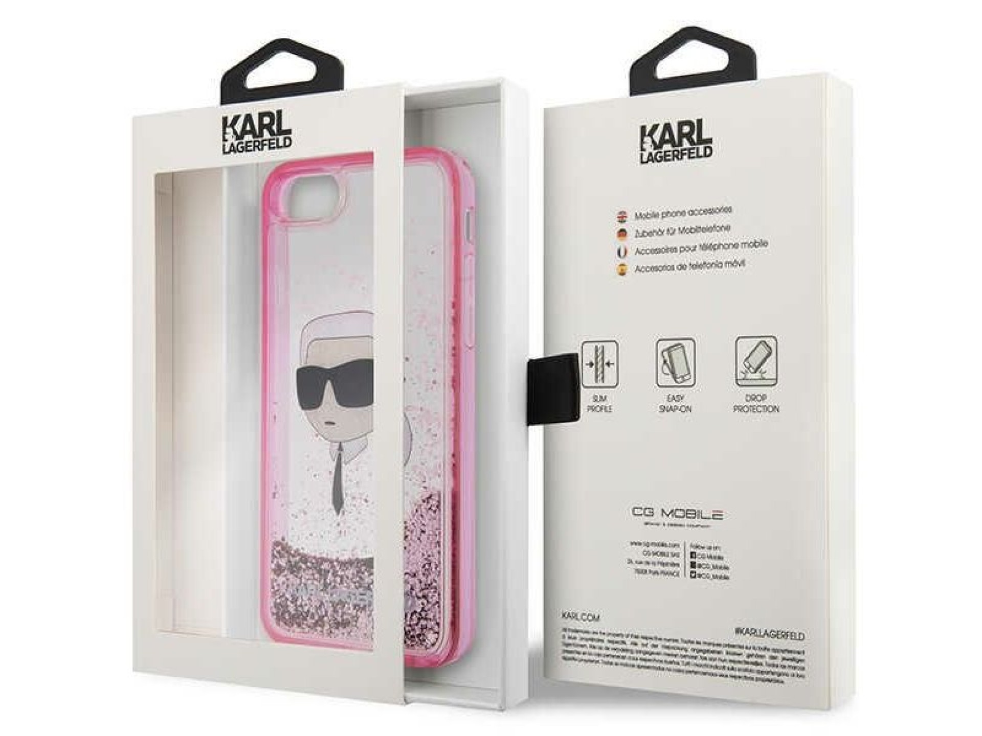 Karl Lagerfeld KLHCI8LNHKCP Capa rígida rosa/rosa com glitter para iPhone 7/8/SE 2020/2022 Karl Lage
