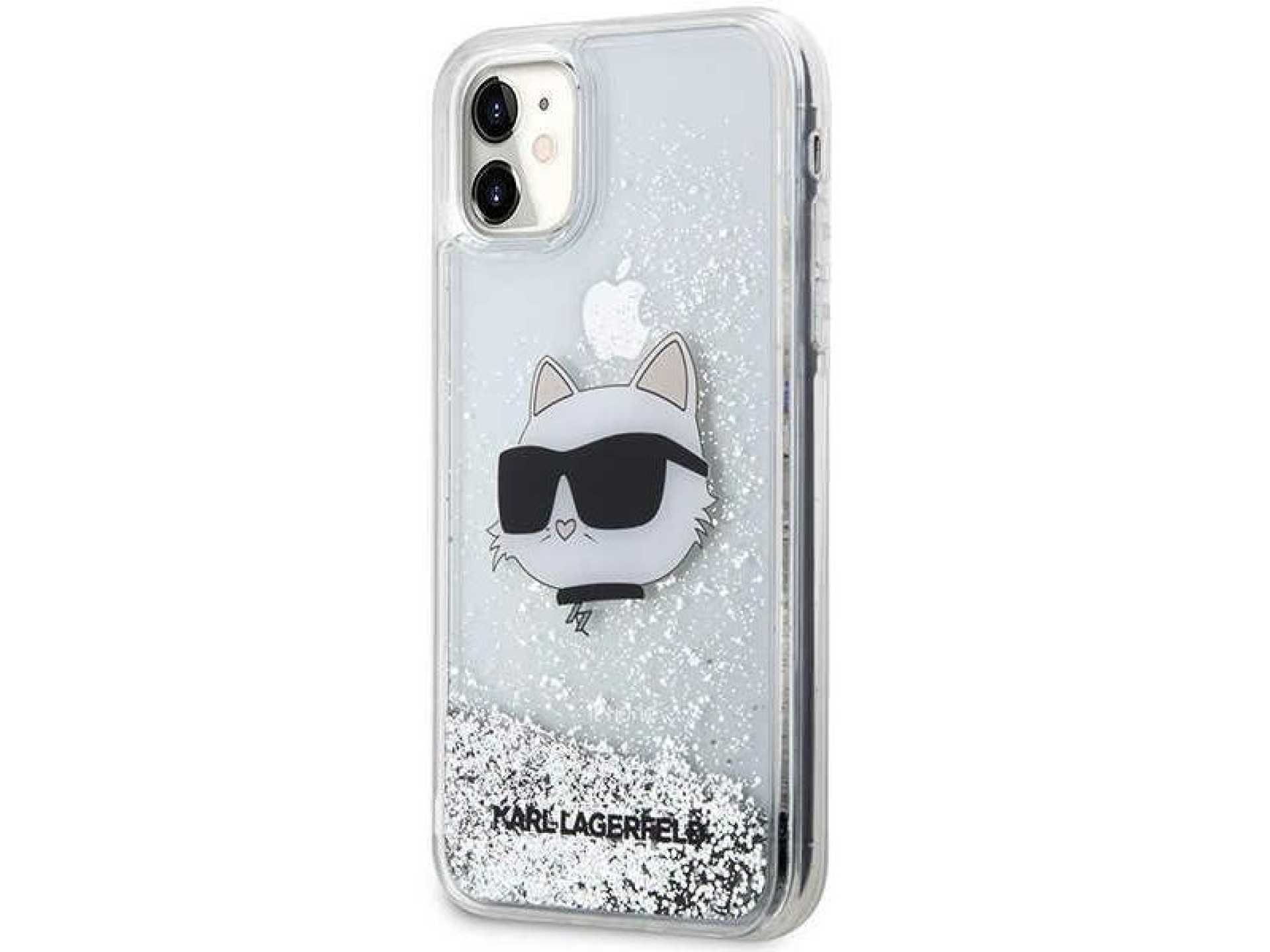 Karl Lagerfeld KLHCN61LNCHCS iPhone 11/ XR prateado/capa rígida prateada com glitter Choupette Head
