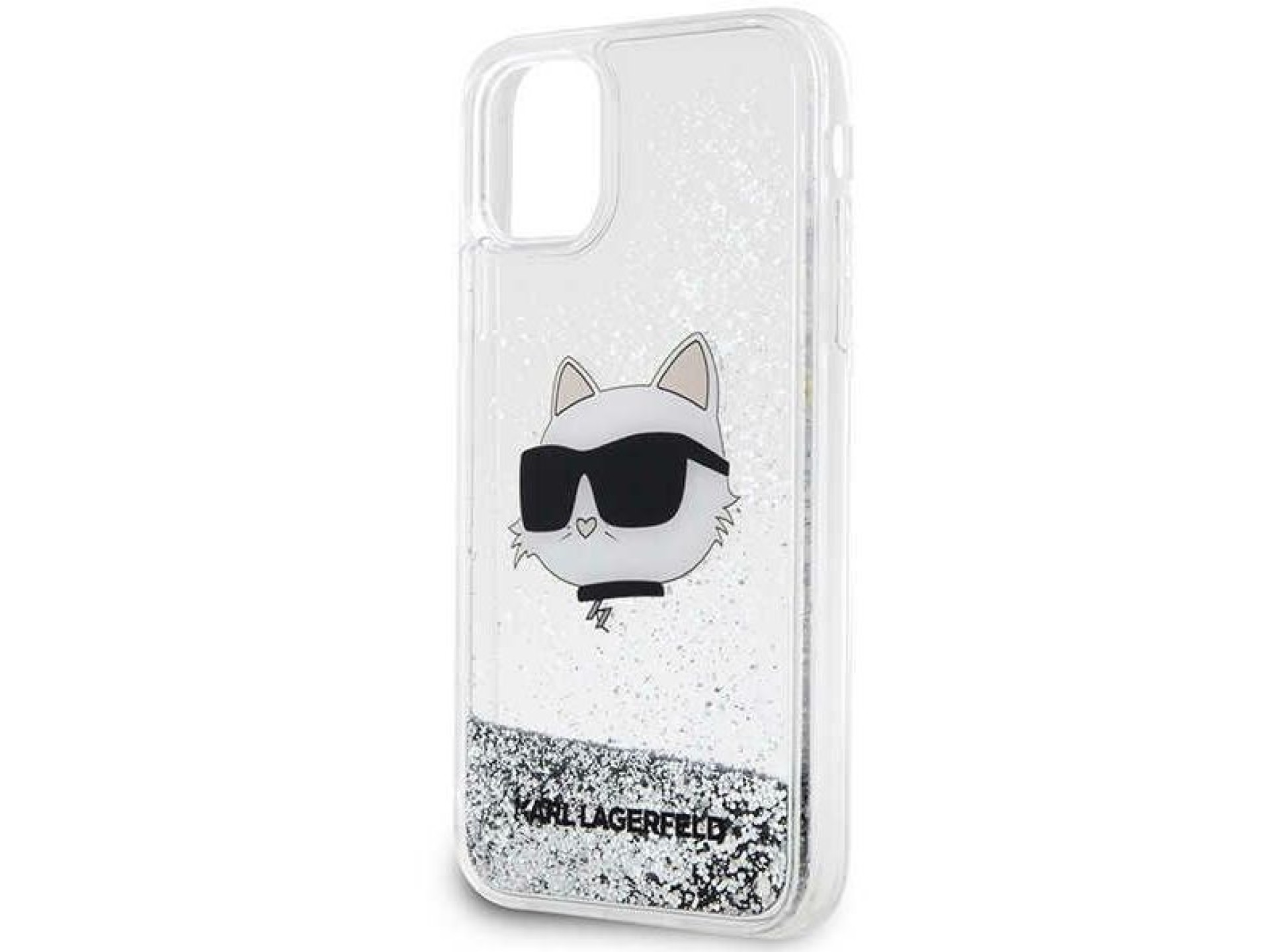 Karl Lagerfeld KLHCN61LNCHCS iPhone 11/ XR prateado/capa rígida prateada com glitter Choupette Head