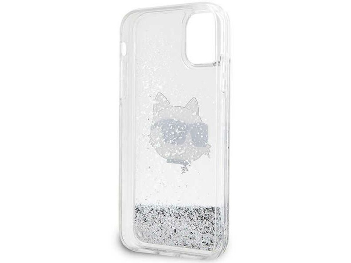 Karl Lagerfeld KLHCN61LNCHCS iPhone 11/ XR prateado/capa rígida prateada com glitter Choupette Head