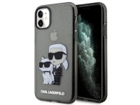 Karl Lagerfeld KLHCN61HNKCTGK iPhone 11 / Xr 6.1" capa rígida preta/preta com glitter Karl&Choupette Karl Lagerfeld KLHCN61HNKCTGK iPhone 11 / Xr 6.1" capa rígida preta/preta com glitter Karl&Choupette