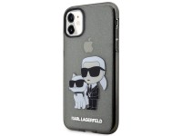 Karl Lagerfeld KLHCN61HNKCTGK iPhone 11 / Xr 6.1" capa rígida preta/preta com glitter Karl&Choupette Karl Lagerfeld KLHCN61HNKCTGK iPhone 11 / Xr 6.1" capa rígida preta/preta com glitter Karl&Choupette