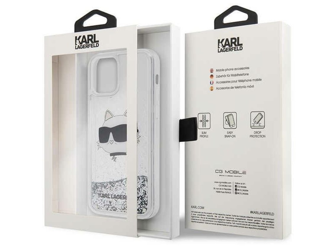 Karl Lagerfeld KLHCP12MLNHCCS iPhone 12/ 12 Pro 6.1" silver/silver hardcase Glitter Choupette Head