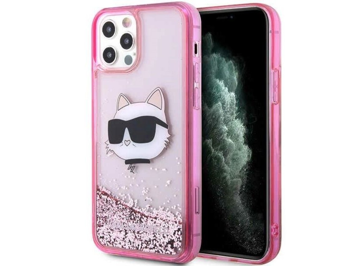 Karl Lagerfeld KLHCP12MLNCHCP iPhone 12/ 12 Pro 6.1" pink/pink hardcase Glitter Choupette Head