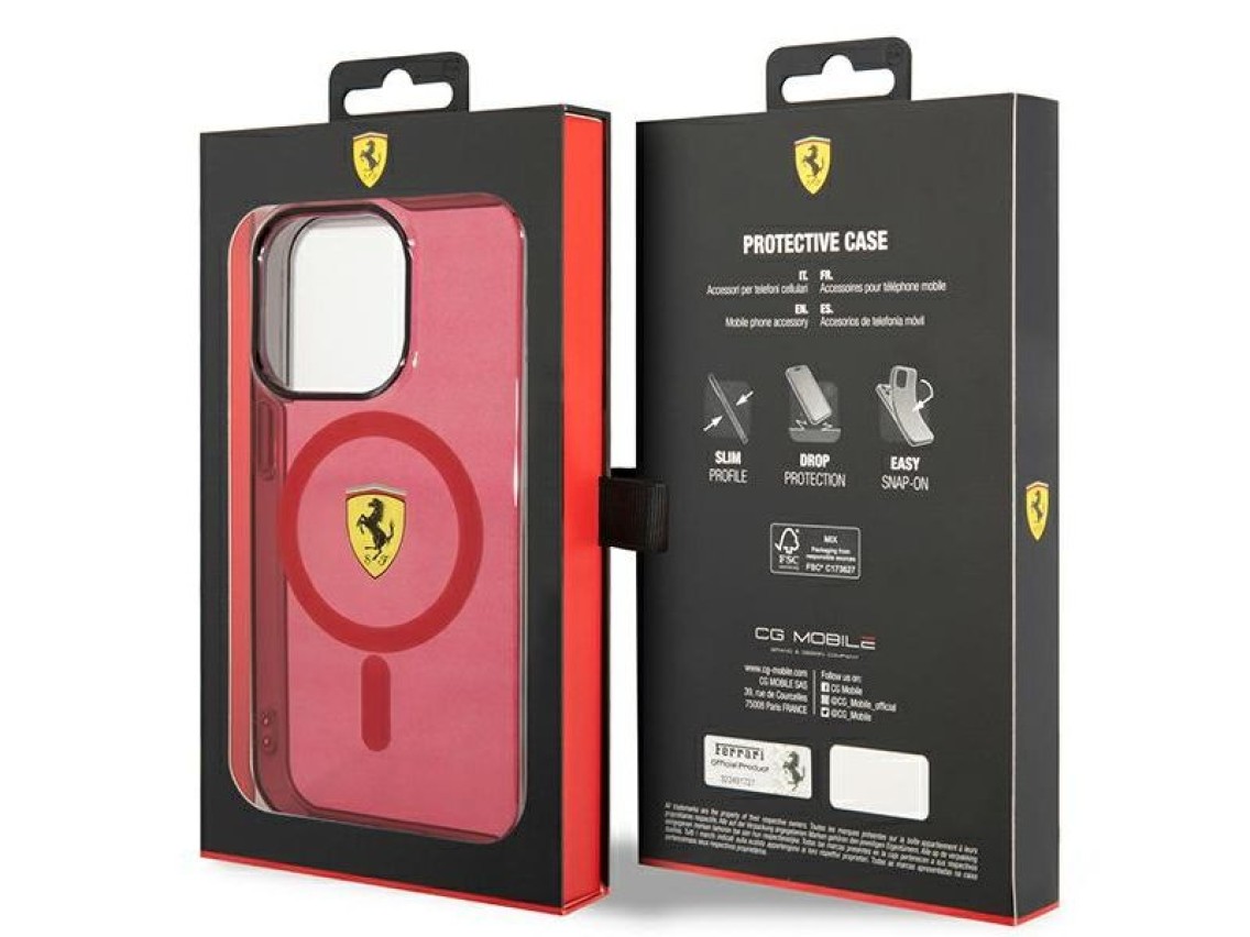 Ferrari FEHMP14XURKR iPhone 14 Pro Max 6.7" rojo/rojo estuche rígido Translúcido Magsafe