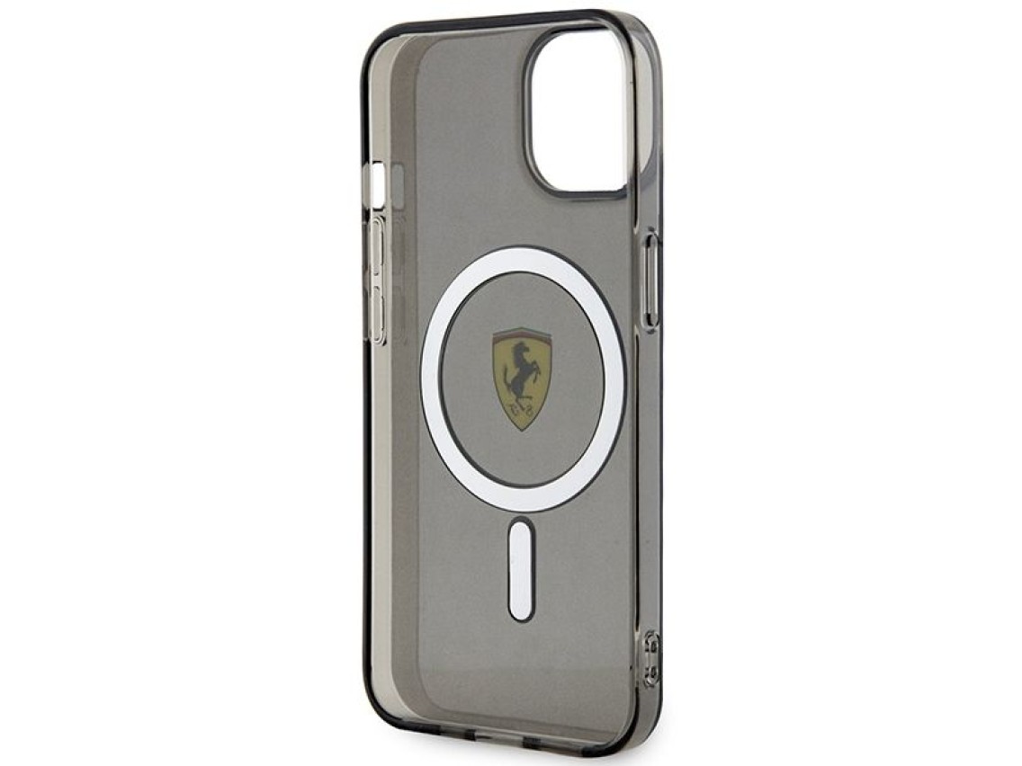 Ferrari FEHMP14SURKK Capa rígida preta/preta para iPhone 14 de 6,1" com MagSafe translúcido