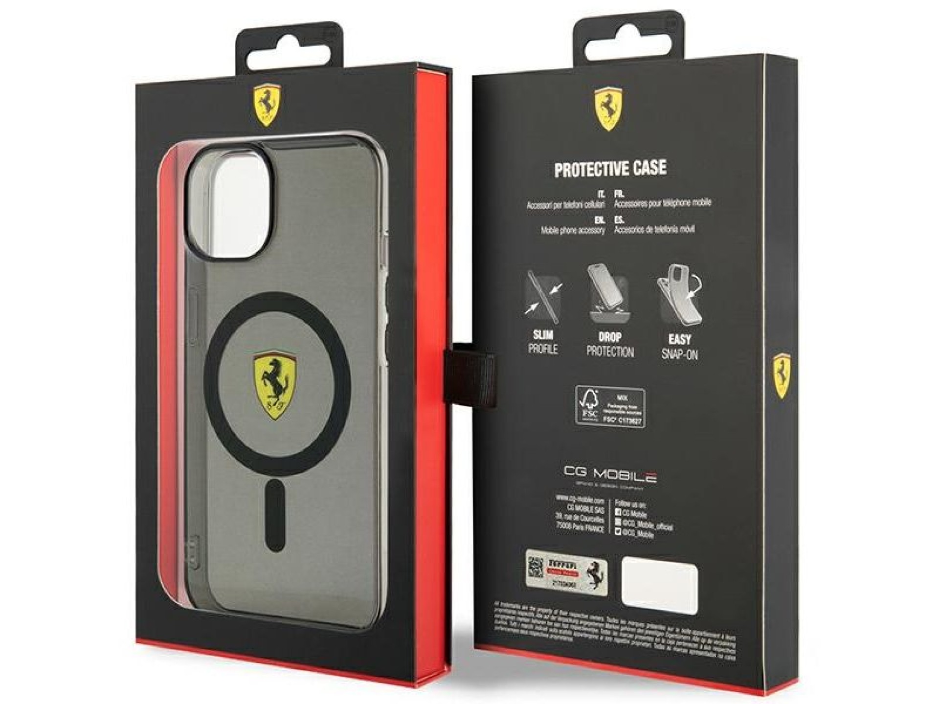 Ferrari FEHMP14SURKK Capa rígida preta/preta para iPhone 14 de 6,1