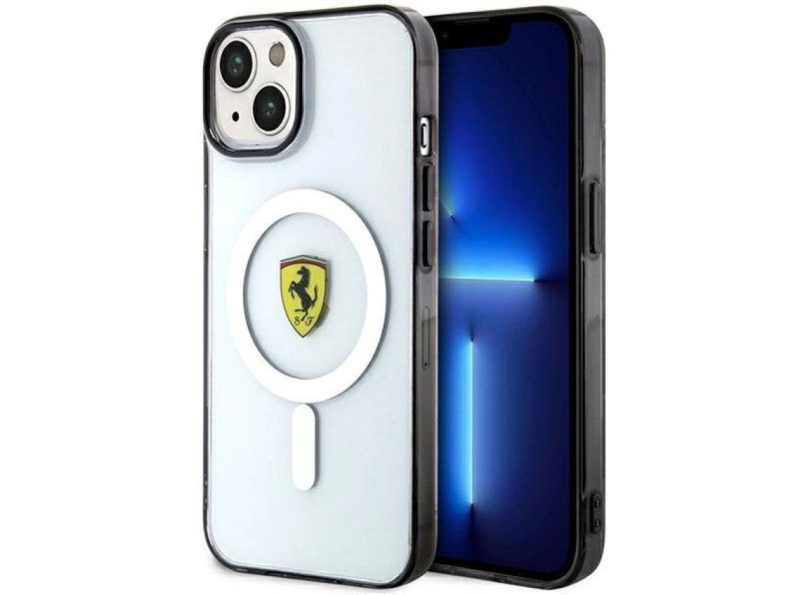 Capa r�gida transparente Ferrari FEHMP14SURKT para iPhone 14 de 6,1" com MagSafe.