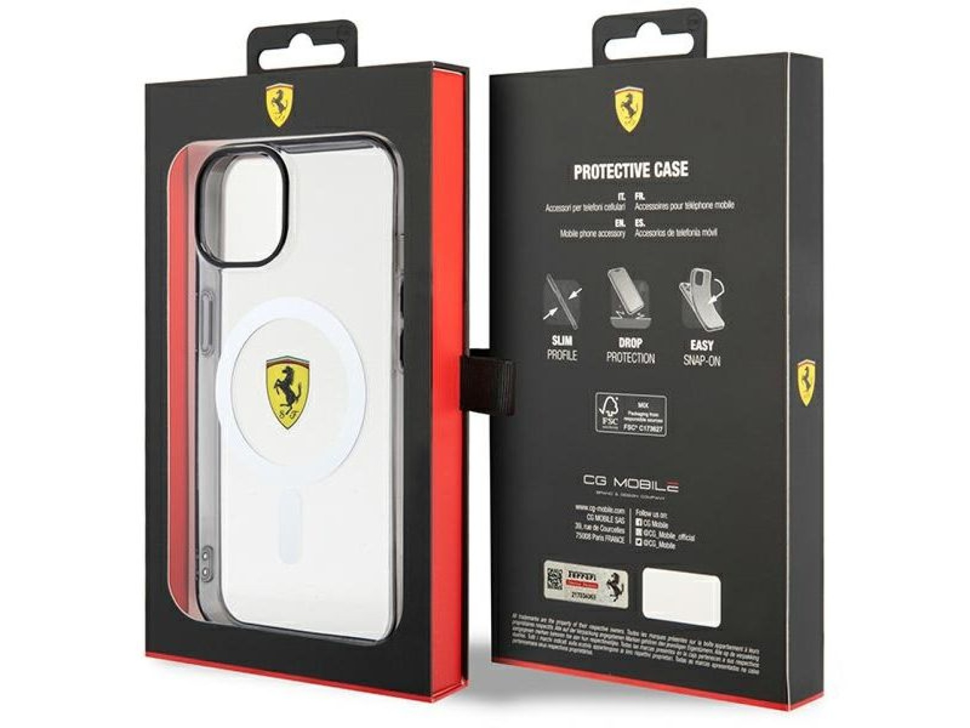 Capa rígida transparente Ferrari FEHMP14SURKT para iPhone 14 de 6,1