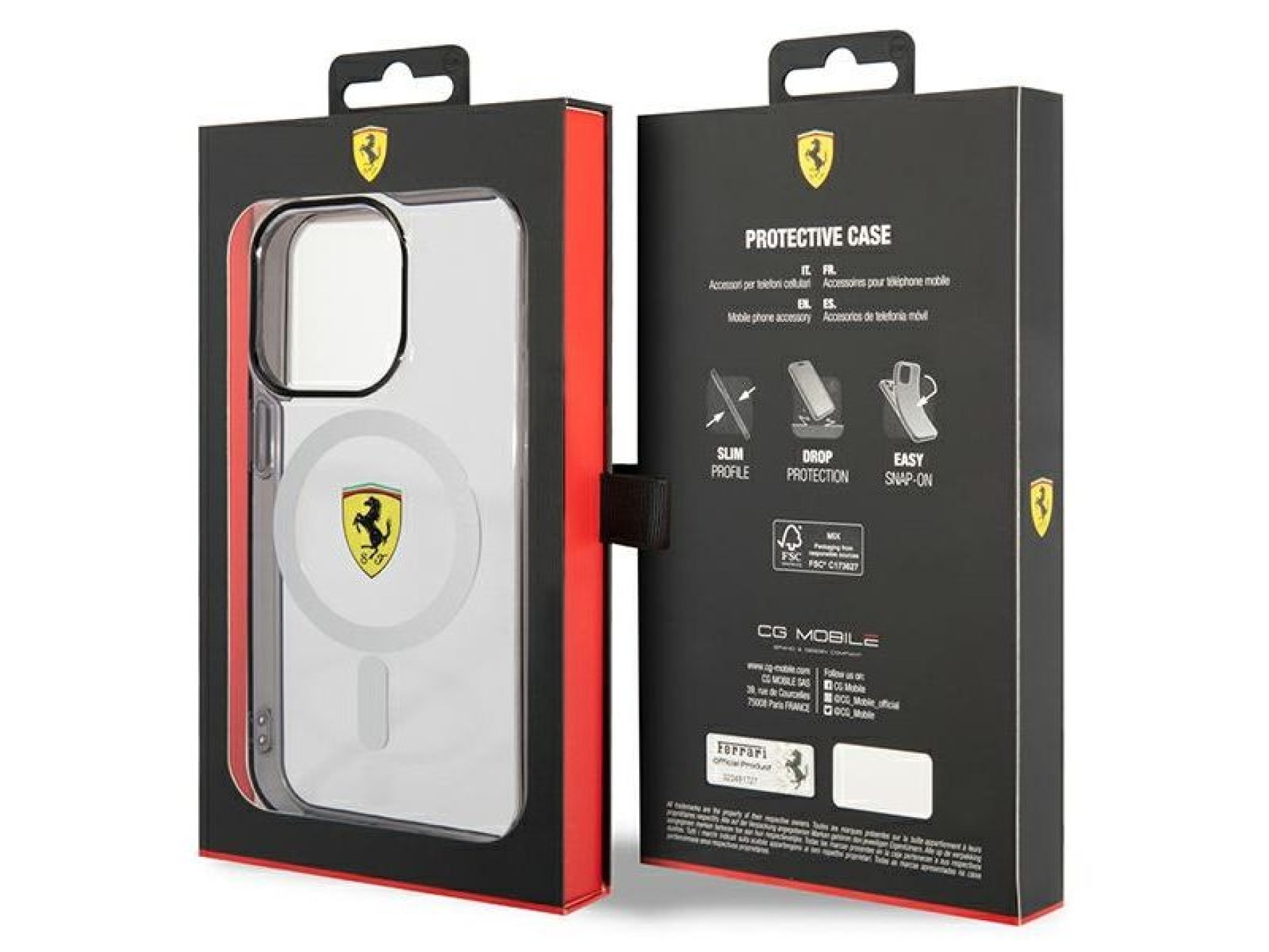 Funda rígida transparente Ferrari FEHMP14XURKT para iPhone 14 Pro Max de 6,7
