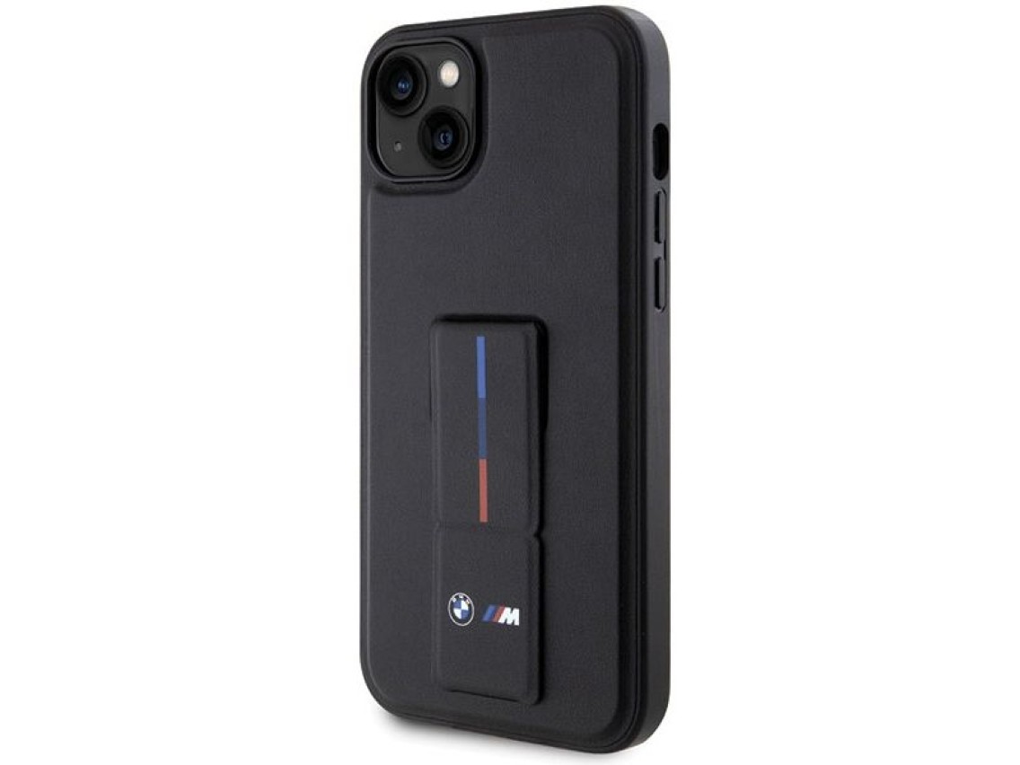 Capa BMW Grip Stand Hot Stamp para iPhone 14/15/13 - Preta