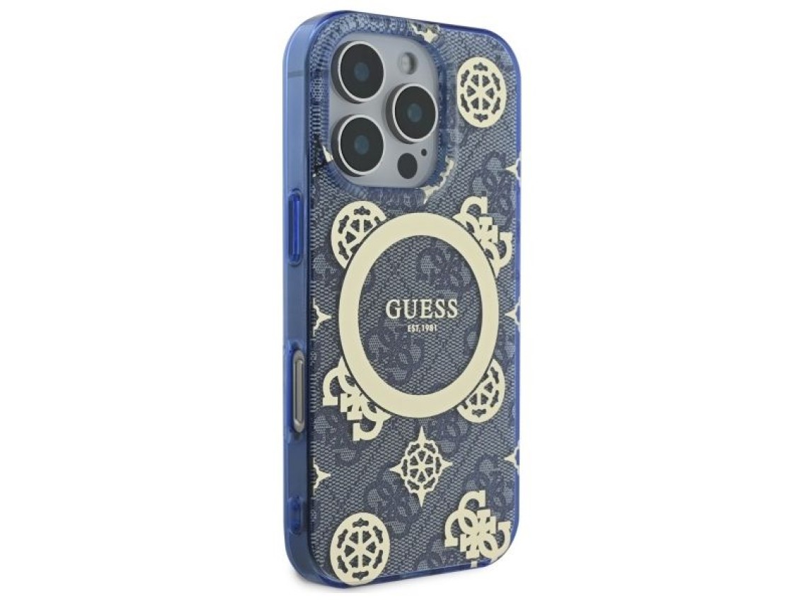 Funda rígida azul/azul para iPhone 16 Pro Max de 6,9" con diseño de peonía IML y fondo 4G MagSafe (G